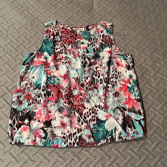 Floral & Leopard Blouson Sleeveless Top - Picture 1 of 5